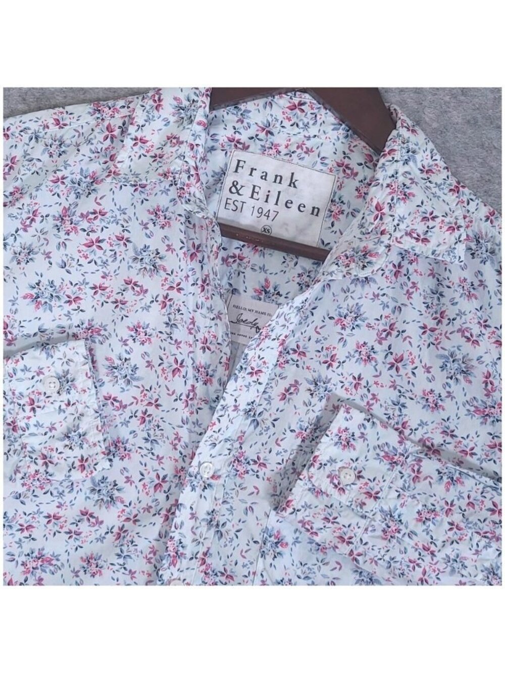 Frank & Eileen Joedy Oversized Button Up Shirt Womens XS White Floral Cotton